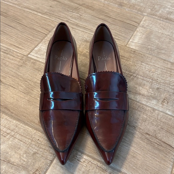 LINEA PAOLO Calisto Leather Loafer Pumps - Black-Burgundy - Picture 5 of 7